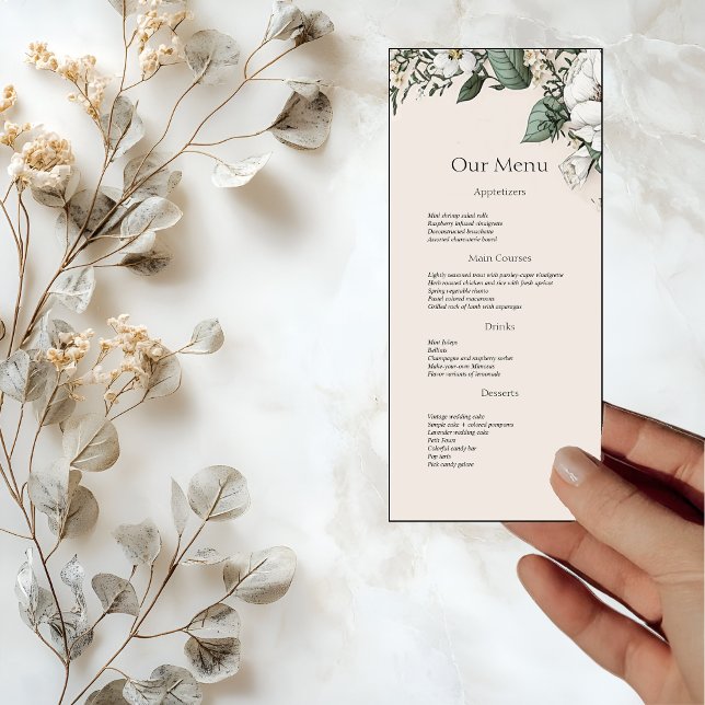 Menu du dîner Mariage Magnolias et Papillon blanc (Créateur téléchargé)
