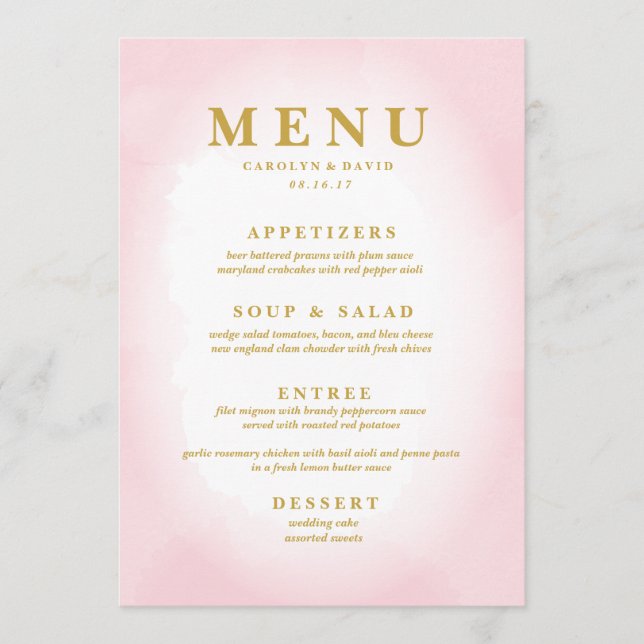 Menu du dîner rose moderne (Devant)
