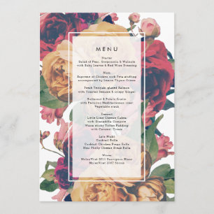 Menu du Mariage Boho Vintage Rose antique