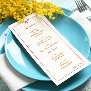 Menu du Mariage  de cadre de fond rose et orange