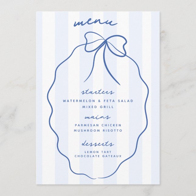 Menu du Mariage de la  de la béquille bleue (Devant)