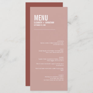 Menu du Mariage de typographie Rose Boho Dusty sim