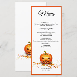 Menu du Mariage du Citrouille Mariage Halloween