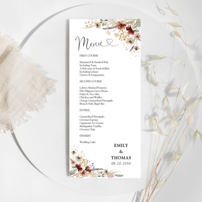 Menu du Mariage du minuscule Fleur sauvage (Créateur téléchargé)