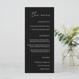 Menu du Mariage noir minimaliste moderne