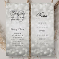 Menu du programme de 70e anniversaire Silver Bokeh