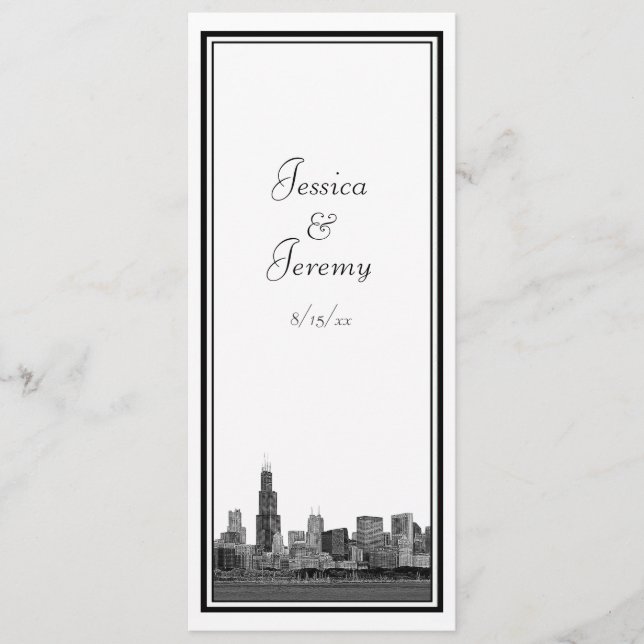 Menu du programme de mariage encadré avec Etched S (Devant)