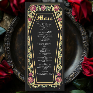Menu du Rose de café gothique Mariage noir