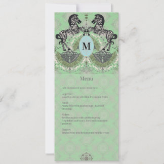 Menu Dueling Zebra Monogram