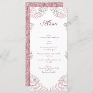 Menu Dusty Rose rose Mariage Vintage Botanique