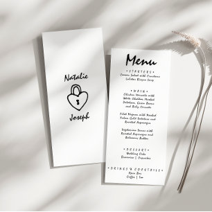 Menu Ecrit main dessiné Retro Quirky Unique Mariage