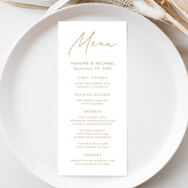 Menu Écriture dorée moderne pour mariage (Créateur téléchargé)