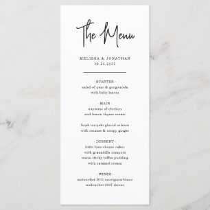 Menu Écriture manuscrite minimaliste moderne Mariage