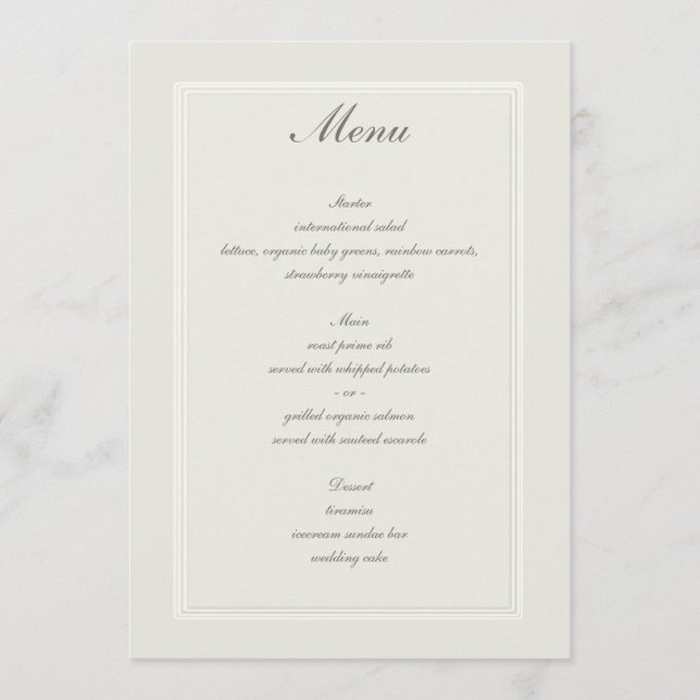 Menu Ecru Dreams Triple Frame Mariage traditionnel (Devant)