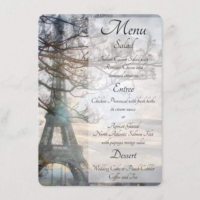 Menu Eiffel Tour Printemps Lever de soleil (Devant)