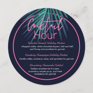 Menu Electric Love Neon rose Tropical Retro Cocktail Me