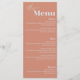 Menu Élégance et moderne Flair Mariage rose pâle