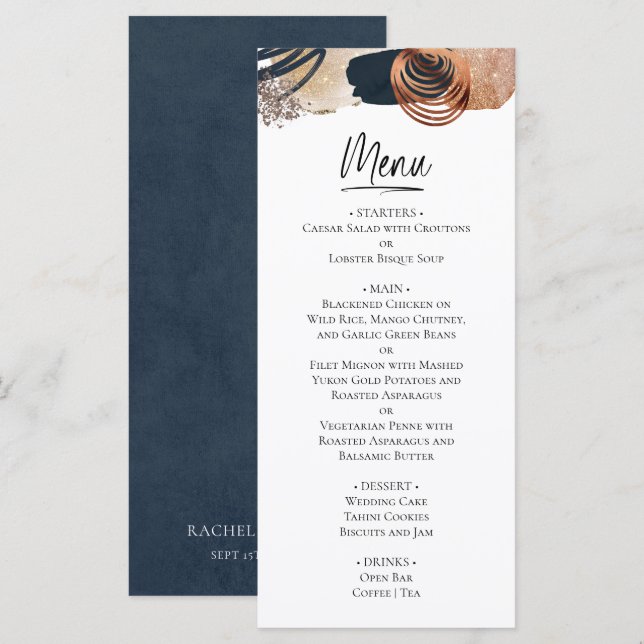 Menu Élégant Abstrait Mariage en terre cuite (Devant / Derrière)
