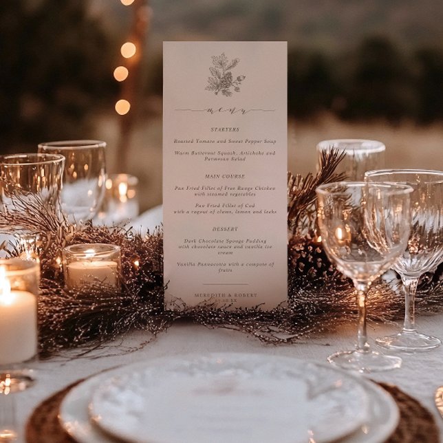 Menu Elegant Acorn & Pinecone Script Fall Wedding (Créateur téléchargé)