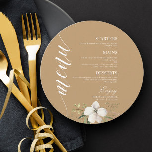 Menu Elégant aquarelle Floral Round Photo Mariage