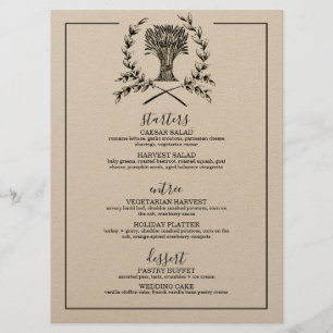 Menu élégant automne HARVEST MARIAGE automne vintage