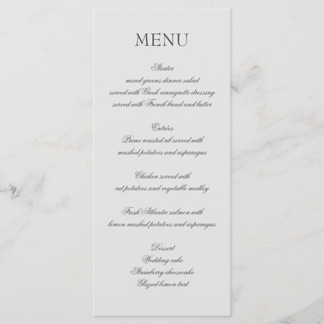Menu élégant avec texte script (Devant)