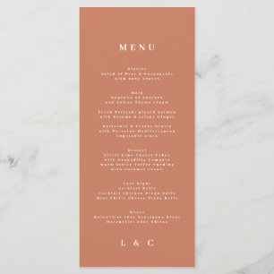 Menu Elégant blanc Dusty Orange + Monogramme en terre c