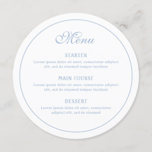 Menu Elégant blanc et bleu clair rond