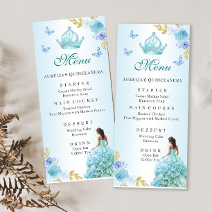 Menu Elégant Blush violet Floral Quinceañera Anniversai