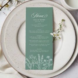 Menu Elégant Boho Fleur sauvage Spring Green Mariage