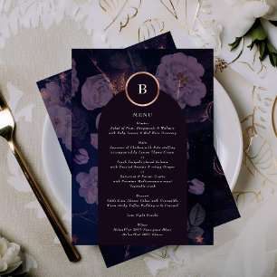 Menu Élégant Boho foncé Rose or Arc or Mariage