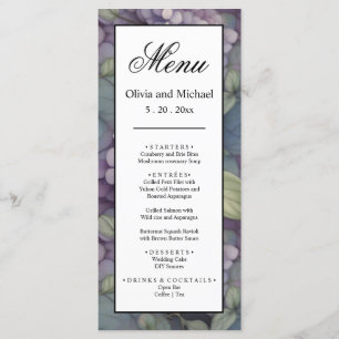 Menu Elégant boho pourpre aquarelle Mariage florale Men