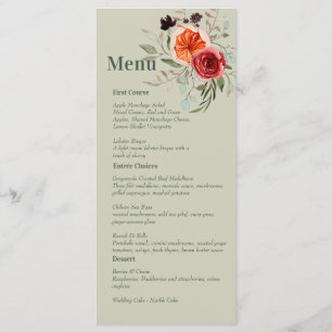 Menu Elégant Boho Vintage rouge orange gris