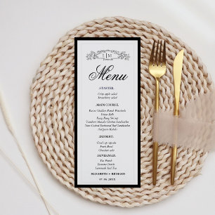 Menu Élégant & Chic mariage monogramme de crête botaniq