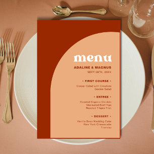 Menu Élégant Chic Pêche Terre Cuite Arch Boho Mariage