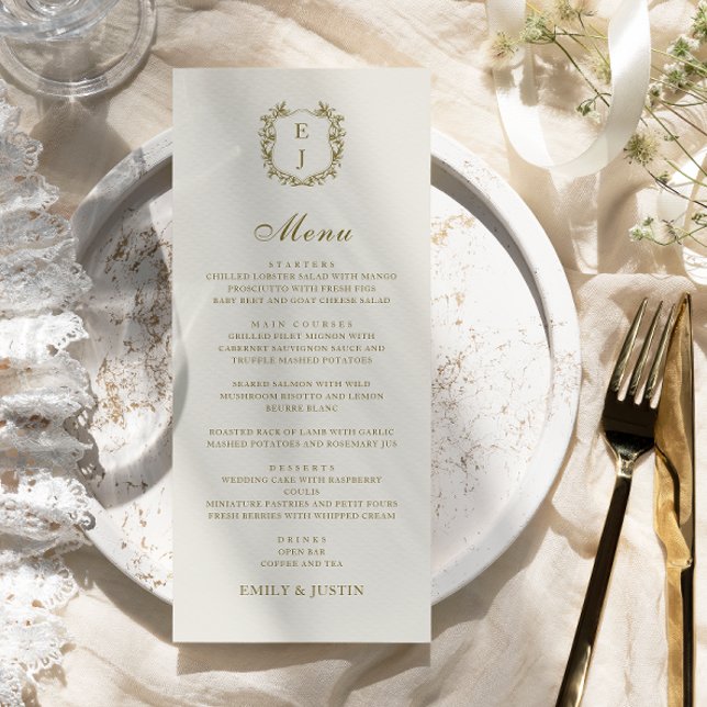 Menu Élégant Classic Golden Crest Mariage (Créateur téléchargé)