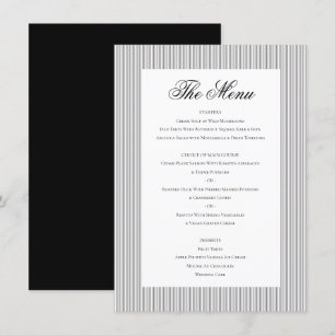 Menu Élégant classique Formel Noir Blanc Mariage Dîner