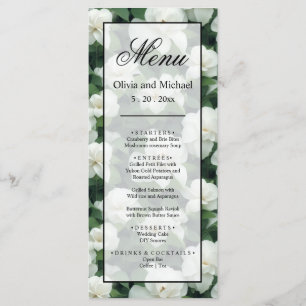 Menu Élégant classique vert botanique blanc floral