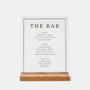 Menu élégant crème serif Bar