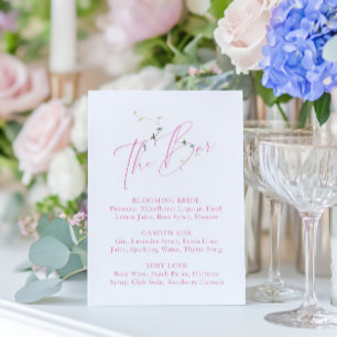 Menu Élégant de la barre de Fête des mariées rose 