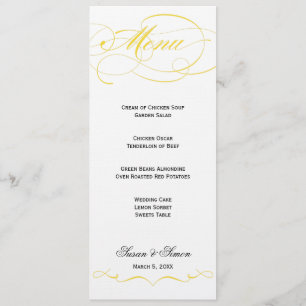 Menu élégant de mariage de manuscrit - jaune