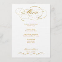 Menu élégant de mariage de manuscrit - or