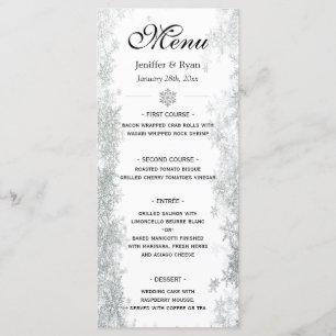 Menu élégant de mariage d'hiver