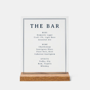 Menu élégant des boissons en serif bleu marine