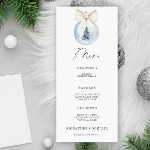 Menu élégant d'hiver à l'aquarelle avec noeud et b