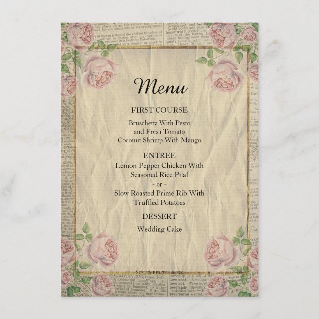 Menu Élégant dictionnaire de vinaigre Imprimer avec men (Devant)