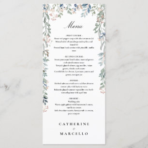 Menu Élégant dîner Fleur sauvage Mariage Floral