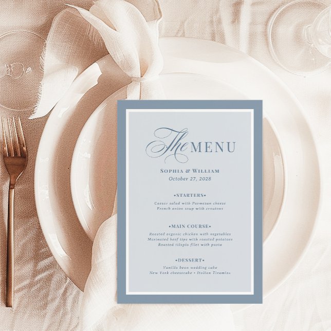 Menu Elegant Dusty Blue Border | Classic Luxe  (Créateur téléchargé)