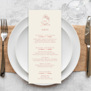 Menu Elégant Dusty Rose et ivoire moderne Mariage orchi