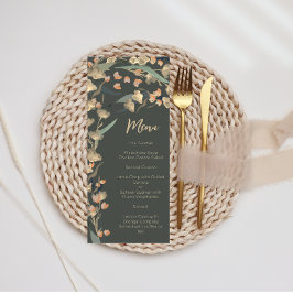 Menu Élégant Émeraude et Botanique de Fleur Sauvage Bei